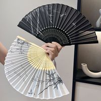 Kipas Lipat Bambu Lukis Buatan Tangan Gaya Tiongkok Kuno Wanita Hanfu Dance Musim Panas Portabel GKZL