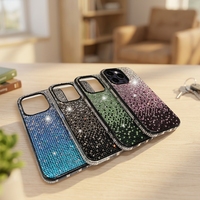 Étui de protection scintillant de luxe avec strass dégradés pour iPhone 16 17 Pro Max, coque de protection en cristal diamanté étincelant