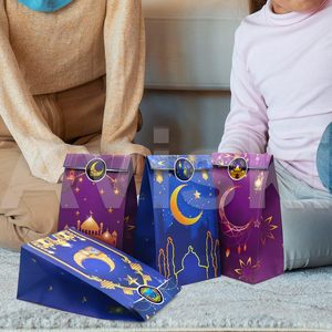 12 Packs Double Sided Printed Gift <strong>Bags</strong> Ramadan Mubarak Printed Paper Candy <strong>Bags</strong> with Stickers <strong>for</strong> Eid Mubarak <strong>Party</strong> Decorations - Product Image 6