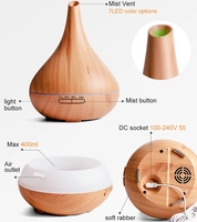 Diffuseur d'huiles essentielles à commande à distance OEM, 550 ml, grain de bois, diffuseur d'air à brume froide avec lumière LED