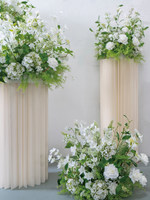 Ornements de table de mariage en fleurs artificielles en soie d'hortensia vert et blanc - Décoration artisanale durable de style rétro romantique