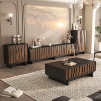 Meuble TV et Table Basse Traditionnels en Bois Massif avec Rangement 4 Tiroirs Multifonctionnel pour Petits Appartements et Salons 65 Pouces et Plus