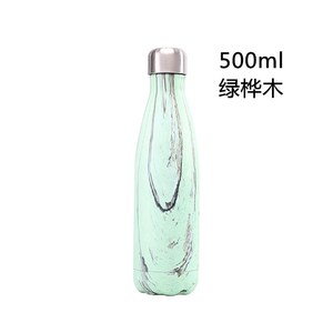 2026 Luxury Wood Grain Marble Pattern Water Bottle Wholesale Custom Logo Stainless Steel Vacuum Insulated Cola Shape Flask Mug - Product Image 3