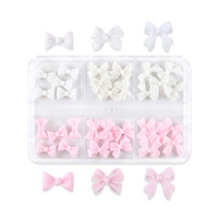 30 PCS/boîte Accessoires pour ongles en résine, nœud papillon, décoration d'ongles en ruban noir