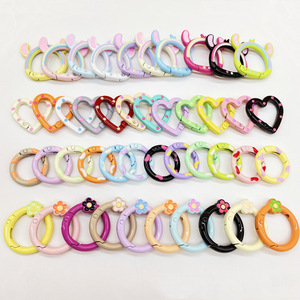 Hỗn hợp màu phun sơn dây buộc Clip động vật Thỏ mùa xuân cổng Nhẫn móc liên kết nhanh chóng cho vòng cổ trang sức làm phát hiện - Product Image 1