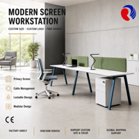 Cloison de bureau moderne avec cadre en aluminium et panneau insonorisé pour aménagement de poste de travail en cubicle