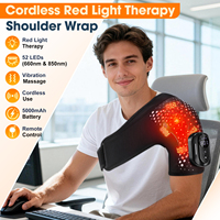 Masseur d'épaule sans fil 660nm 850nm avec 4 moteurs, massage par vibration, coussin chauffant pour l'épaule, télécommande, logo personnalisé