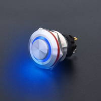 WD22mm Interrupteur à bouton-poussoir en métal Anneau LED logo Verrouillage/Bouton-poussoir momentané HIGHhead 1NO1NC Étanche IP65 12V Contrôle