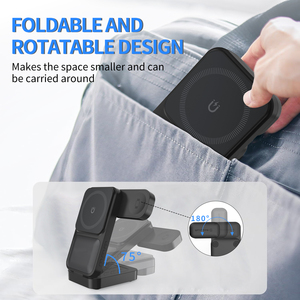 Foldable QC3.0 Digital Display Wireless Charging Station 4-in-1 Magnetic Charger for iPhone Earphones Watch <strong>Headset</strong> - Product Image 4