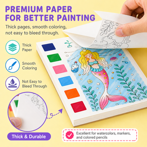 <span class=keywords><strong>Livre</strong></span> de peinture à l'aquarelle KAIX pour enfants, 5 styles, 6 blocs de couleurs, pages détachables, <span class=keywords><strong>livre</strong></span> de coloriage pour cadeaux créatifs de fête - Product Image 2