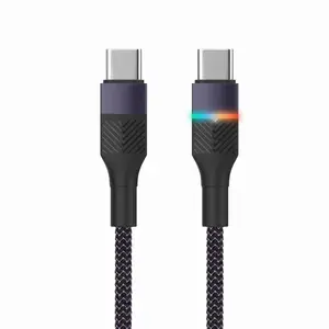 Idéias de novos produtos 2023 Led Light Cable 60W PD Cabo trançado 3A 5A Fast Charging Usb Type C Cabo de dados