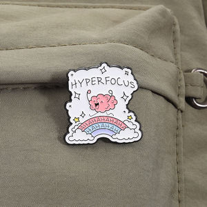 Épingles en émail sur le thème du TDAH, hyperfocus, santé mentale, broches en métal, badges de revers, bijoux pour sac à dos, vente en gros - Product Image 3