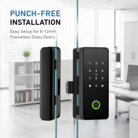 Kunci Pintu Kaca Pintar dengan Pengait, Harga Terjangkau Keamanan Tinggi Sidik Jari Kata Sandi Kartu RFID Tanpa Kunci BLE TTLock Kontrol Jarak Jauh