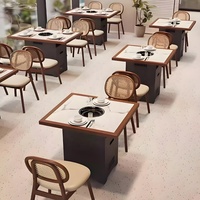 Ensemble de tables et chaises de salle à manger commerciales en bois de style industriel moderne pour café, salon de thé, restaurant de hot pot, bar à thé au lait, barbecue, et espaces de restauration occidentale