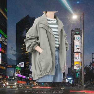 Veste décontractée imperméable coupe-vent pour femme, style trench-coat, grande taille, pour le printemps, vêtement d'extérieur sportif avec fermeture éclair - Product Image 3