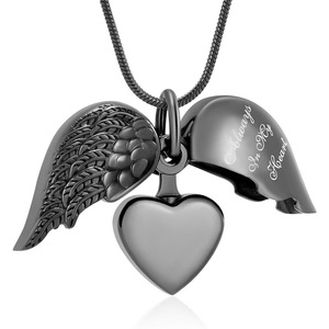 Collar con Colgante de Corazón y Alas de Ángel en Acero Inoxidable Plateado YIHE para Niños, Mujeres y Hombres, Recuerdo Conmemorativo - Product Image 4