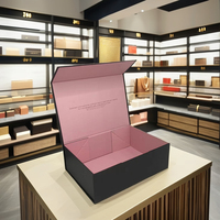 Boîte Cadeau de Luxe Pliable Nova Supplier Rose et Noire à Fermeture Magnétique, Boîte d'Emballage en Carton Papier Brillant et Mat