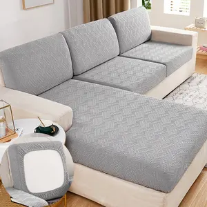 Sarung Sofa ruang tamu spandeks poliester bentuk L, sarung Sofa bahan Polyester
