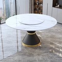 Ensemble table et chaises rondes en pierre de quartz minimaliste avec plateau tournant ; Mobilier de maison pour hôtels, banquets, restaurants et établissements de restauration