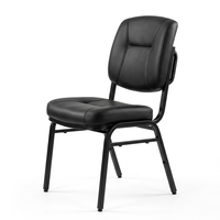 Chaise empilable noire pour banquet, structure tubulaire en métal, siège rembourré, mobilier pour salle de réception, événement, hôtel
