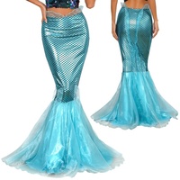 S-5xl grande taille femmes Halloween sirène Maxi jupe Tulle métallique brillant queue de poisson jupe body pour Cosplay habiller fête