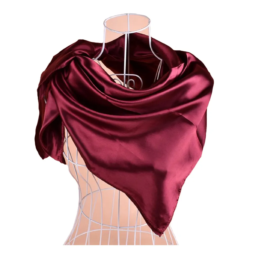 Foulard en soie pour femme, marque neuf, couvre-chef élégant, doux et léger, accessoires en mousseline, bandeau uni, à la mode, 2021