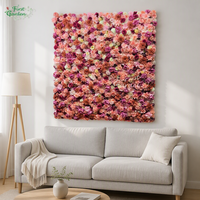 Dekorasi Dinding Buatan Merah Muda Banyak Warna Bunga Hydrangea Eustoma Mawar Adegan Pernikahan Hotel Restoran Perusahaan Desain Salon Kecantikan