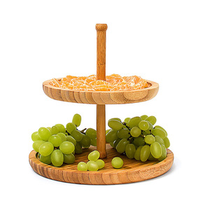 Bamboo <b>tray</b>, bamboo craft, fruit display plate, double-layer retro Japanese style home food storage plate wholesale - Product Image 4