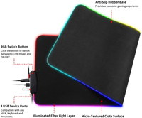 Tapis de souris de jeu RGB avec hub USB 4 ports, grand tapis de bureau étendu, base en caoutchouc antidérapante pour PC Gamer, ordinateur portable, vente en gros