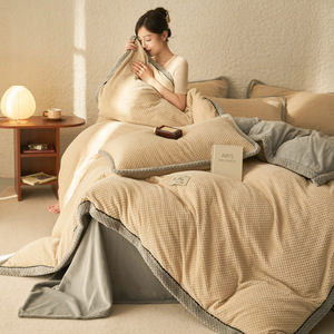 Juego de Ropa de Cama de Franela de Terciopelo Lácteo Engrosado, Funda de Edredón y Juego de Sábanas de Felpa de Piña Cálida de Invierno para Clima Frío - Product Image 4