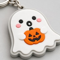 Llavero de PVC con diseño de fantasma personalizable, llavero de goma suave con temática de Halloween, regalos promocionales y souvenirs al por mayor OEM