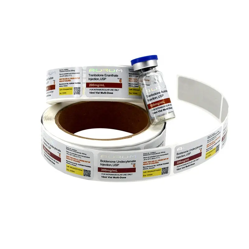 Rivate-adhesivo de plástico de 300mg/ml, etiqueta de embalaje para tabletas y inyecciones de esteroides