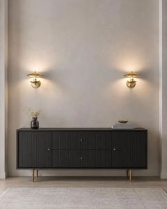 Handcrafted Brass Dual Saucer Sconce, <b>Mid</b>-<b>Century</b> Italian UFO Wall LampHandcrafted Brass Dual Saucer Sconce <b>Mid</b> <b>Century</b> Italian - Product Image 1