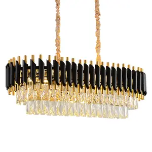 rectang indoor luxury pendant light black gold LED hanging lights home nordic modern k9 crystal chandelier