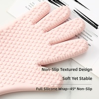 Gants de four de qualité professionnelle, épaissis, antidérapants, pour la cuisson et la cuisine ; Gants en silicone à cinq doigts, protection contre les brûlures, isolation thermique supérieure