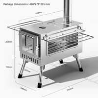 Poêle à bois en acier inoxydable, chauffage extérieur pour feu de camp, portable tout-en-un pour tente, idéal pour 1-2 personnes en voyage ou pique-nique