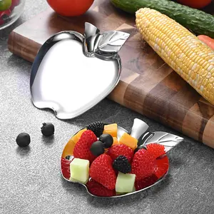 2024新品304不锈钢水果小吃餐盘ins风格甜点盘创意设计苹果形状托盘