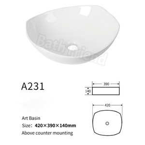 Lavabo de Cerámica Blanco Redondo en Forma de Cuenco, Lavabo Sobre <span class=keywords><strong>Encimera</strong></span>, Directo de Fábrica Sanitaria Chaozhou, Lavamanos para Baño - Product Image 2