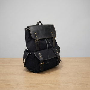 Premium <b>Leather</b> Canvas Bag Packs Handmade Fashion <b>Backpacks</b> for <b>Laptop</b> Travel School Office and Casual Lifestyle - Product Image 5