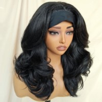 Perruques synthétiques Kemy Hair Yaki Texuture avec bandeau, résistantes à la chaleur, fabriquées à la machine, sans colle, pour femmes noires