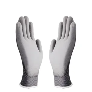 Wholesales Safety Working Gloves Black Pu Cotton Industrial Protective Work Gloves Construction Security Garden Gloves