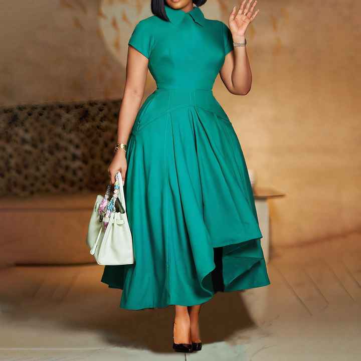 Trend4us Elegant Minimalist Beaded Flare Dress