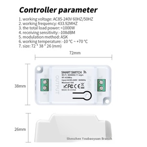 Thông minh <span class=keywords><strong>Wifi</strong></span> chuyển qua biên giới 433rf tuya không dây điều khiển từ xa phổ tần số vô tuyến điều khiển bằng giọng nói 10A 240V chuyển đổi thông minh - Product Image 4