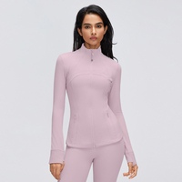 Veste de yoga pour femme, col montant, fermeture éclair, coupe régulière, veste de sport, course à pied, fitness, haut à manches longues, respirant, anti-transpiration