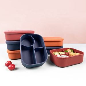 Multi-functional Rectangular Sandwich Snack <b>Container</b> Snack Storage <b>Box</b> Food Grade Silicone Lunch <b>Box</b> Bento <b>Box</b> with Lid - Product Image 1