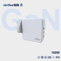 Cargador de Pared GaN de 100W con Enchufe TKT UK, Estación de Carga Rápida para iPhone y Samsung, Adaptador de Viaje Tipo-C, Fabricante OEM ODM