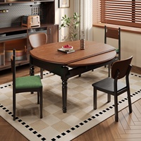 Table et chaises de salle à manger en bois massif de style vintage, design moderne minimaliste de luxe léger, pour petites maisons, table extensible et pliable