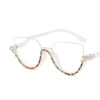 Cozysee, gafas ópticas de PC transparentes a la moda de lujo, montura de gafas con forma de ojo de gato para mujer, gafas para miopía para hombre, patrón Floral, 3 colores