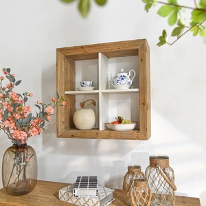 Wholesale New Design Home Decor Handmade <b>Rustic</b> square <b>Wooden</b> Floating Wall Mount Display Shelves - Product Image 2