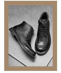 Botines de Piel con Cierre y Punta Redonda, Estilo Casual y a la Moda para Otoño e Invierno, Gran Venta - Product Image 5